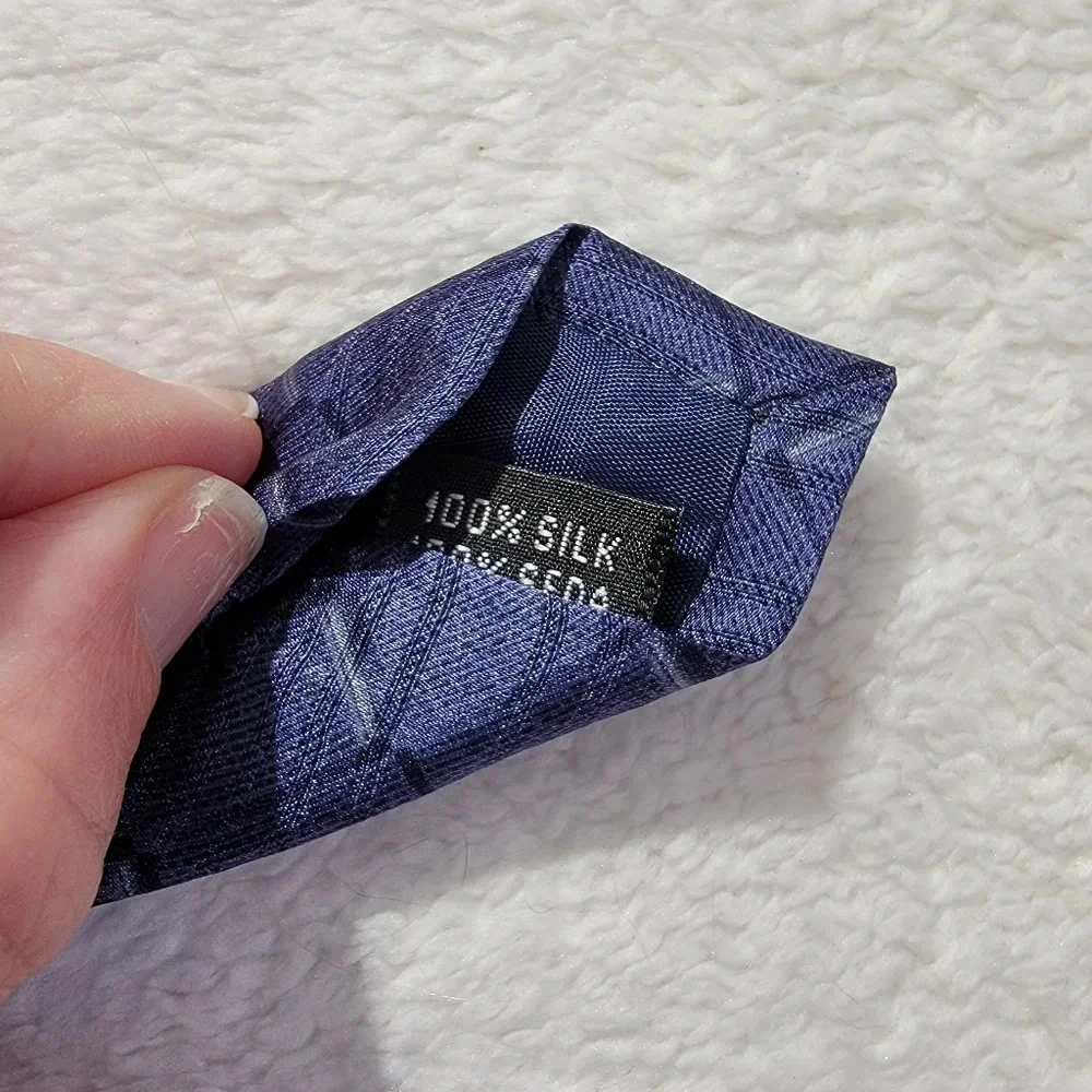 Stafford Executive Mens Silk Tie Made In Italy Blue Square Print Business